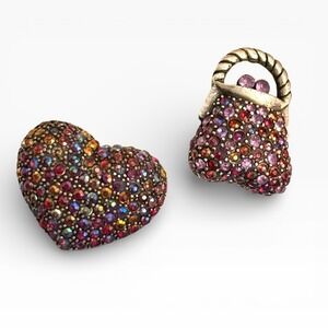 Crystal Brooch Lot  Laila Rowe Purse Pin & Pavé Heart Brooch